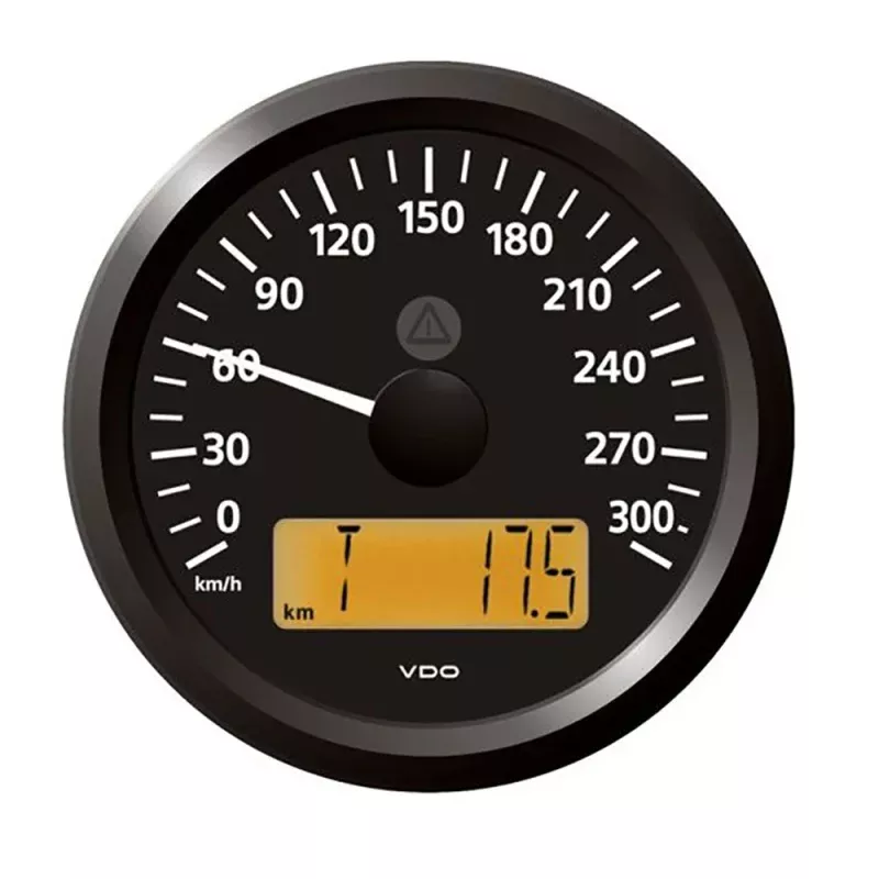 Veratron 3-3/8 (85 mm) ViewLine Speedometer – 0 to 300 KMH – 12/24V – Black DialTriangular Bezel