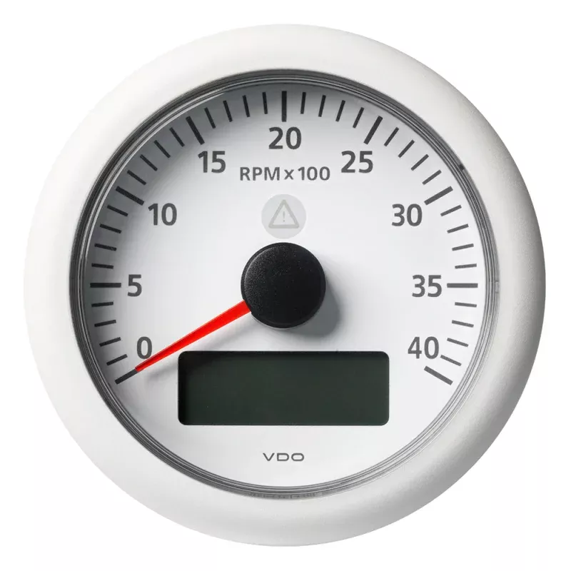 Veratron 3-3/8 (85MM) ViewLine Tachometer w/Multi-Function Display – 0 to 4000 RPM – White DialBezel