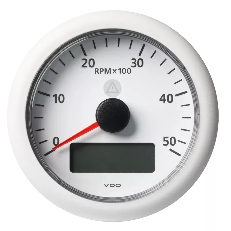Veratron 3-3/8 (85MM) ViewLine Tachometer w/Multi-Function Display – 0 to 5000 RPM – White DialBezel