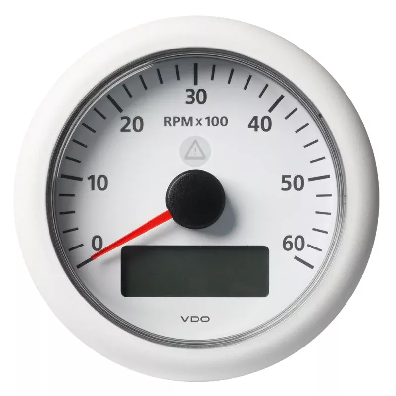 Veratron 3-3/8 (85MM) ViewLine Tachometer w/Multi-Function Display – 0 to 6000 RPM – White DialBezel