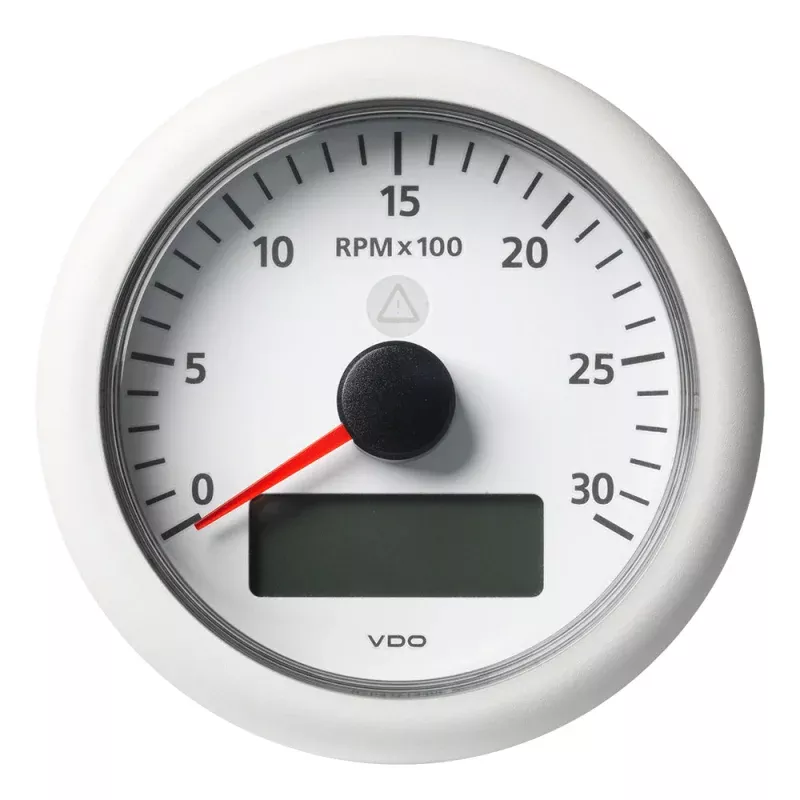 Veratron 3-3/8 (85MM) ViewLine Tachometer with Multi-function Display – 0 to 3000 RPM – White DialBezel