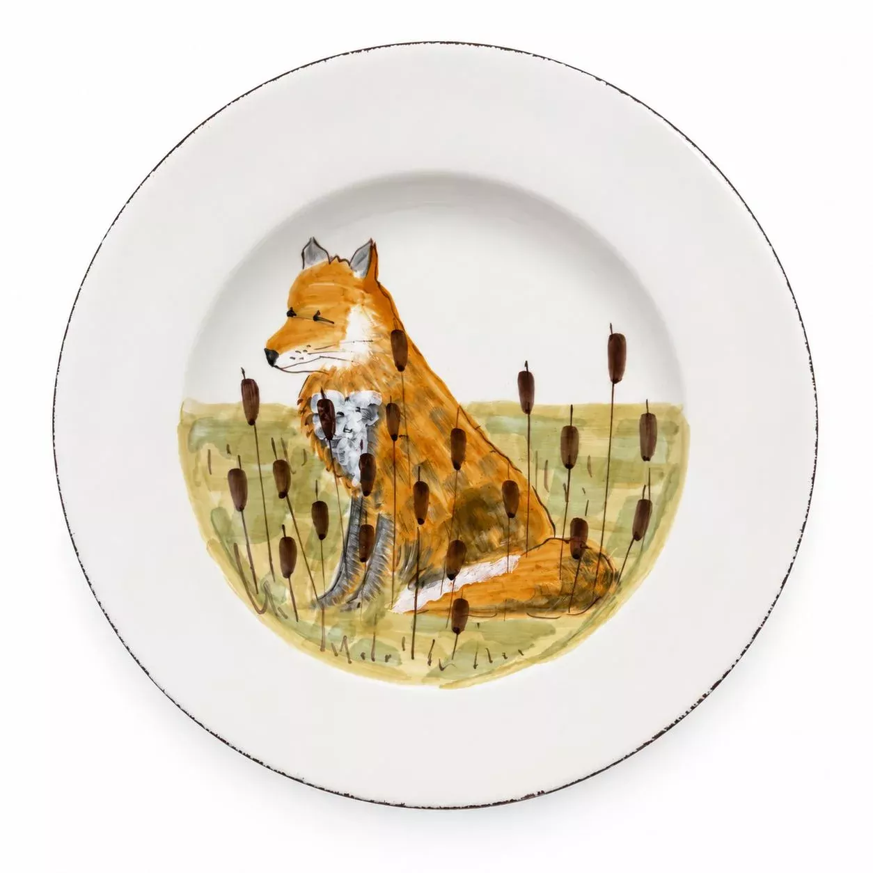Vietri Wildlife Fox Rimmed Round Platter