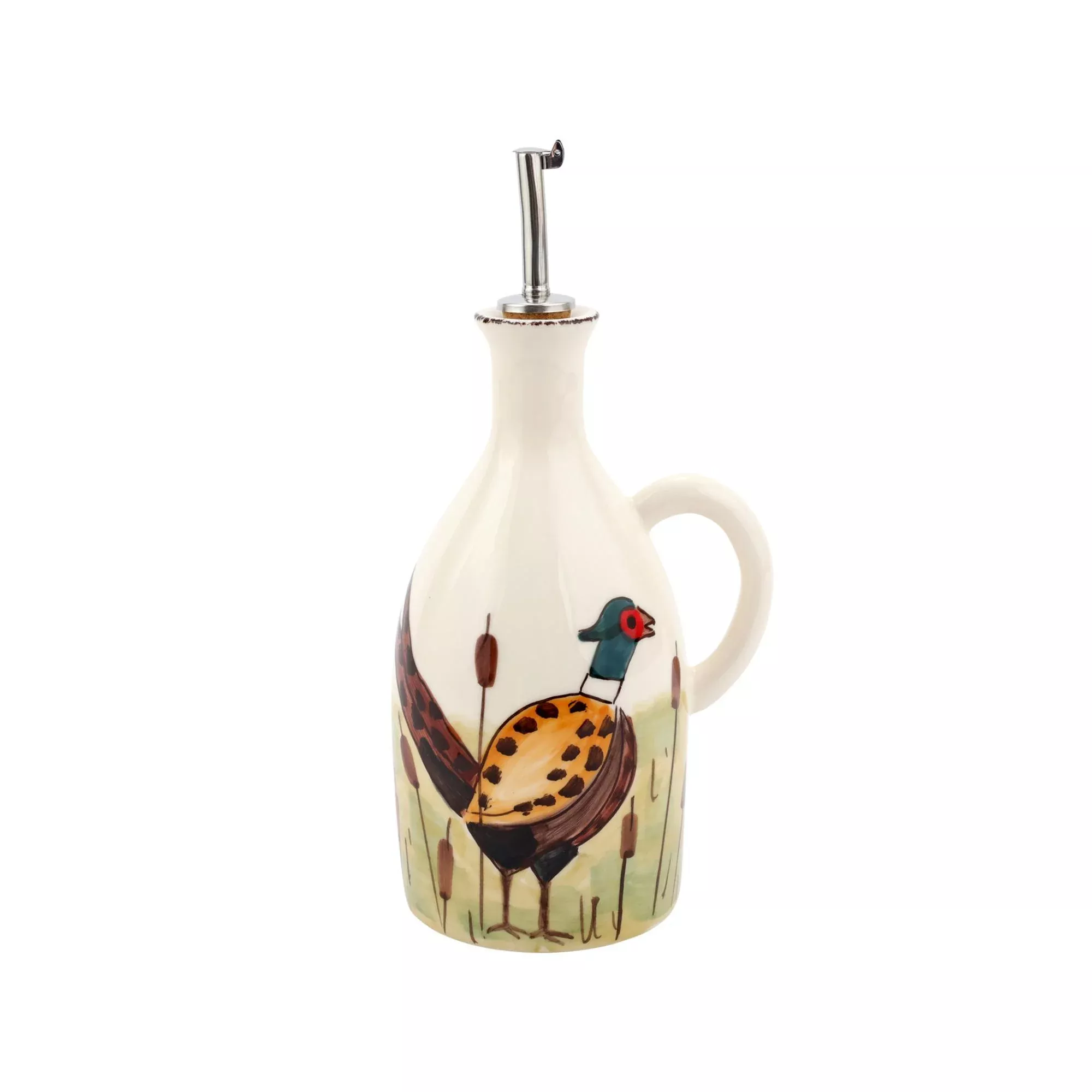 Vietri Wildlife Pheasant Handled Olive Oil Bottle