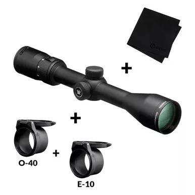 VORTEX Diamondback 3-9x40mm Dead-Hold-BDC Reticle 1in Riflescope with Defender 40-46mm Eyepiece Flip Cap & Objective 40 Defender Flip Cap and Microfiber Cleaning Cloth (VOR-DBK-01-BDC+E-10+O-40+MF)