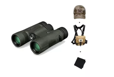 VORTEX Diamondback HD 10x28 Binocularw/ GlassPak Harness Case, Multicam Camo Cap and Microfiber Cleaning Cloth