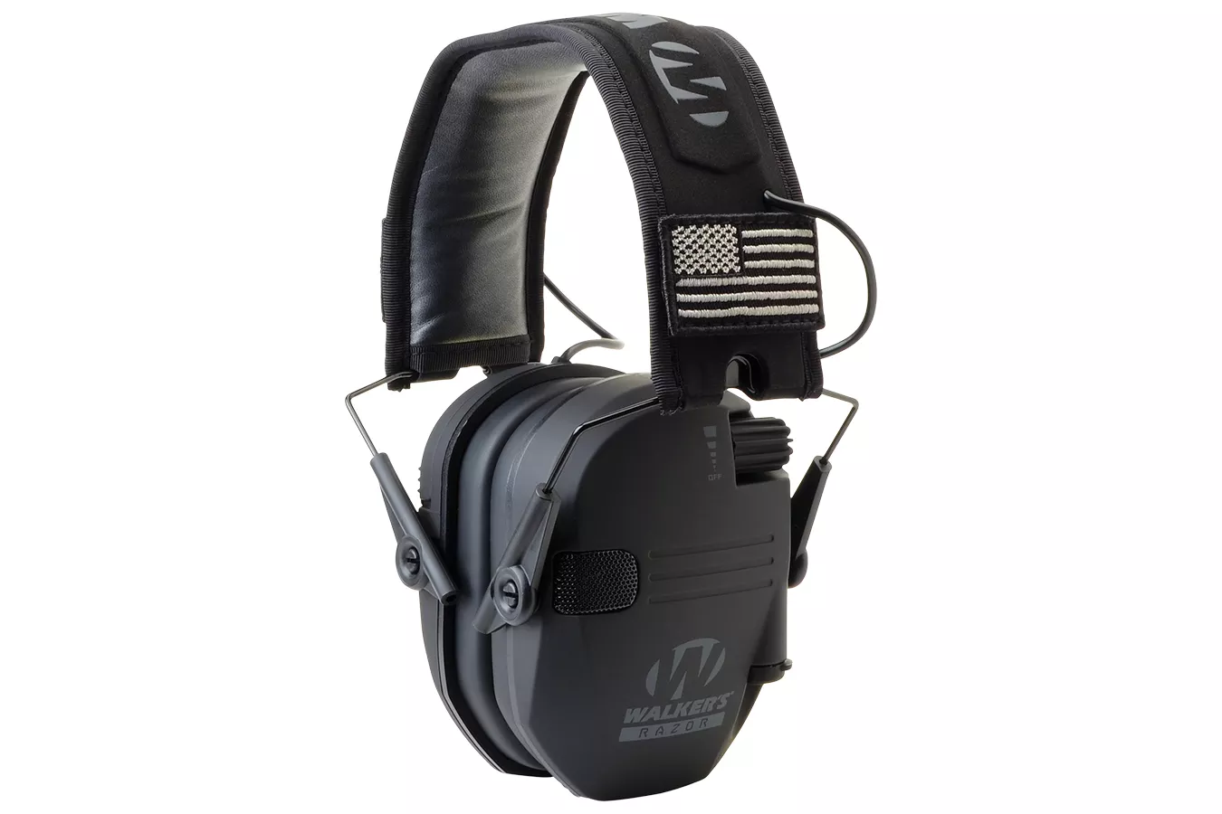 Walker’s Razor Patriot Slim Electronic Muff Polymer 23 dB Over the Head Flag Patch