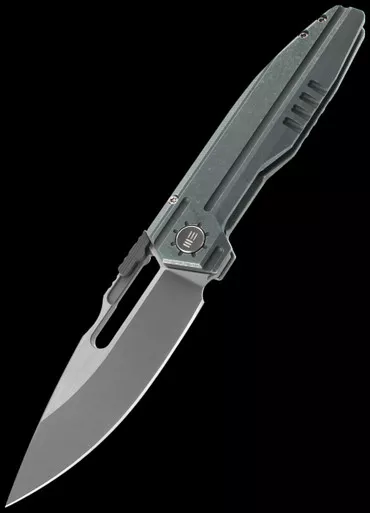 We Knife Reveille Olive Gray Titanium Stonewashed Folding Knife