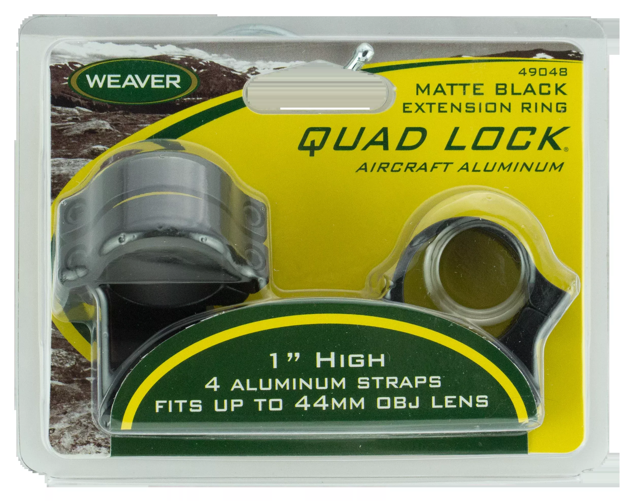 Weaver Mounts Quad Lock Detachable Scope Rings, High Extended, 1-inch Tube, Matte Black – 49048