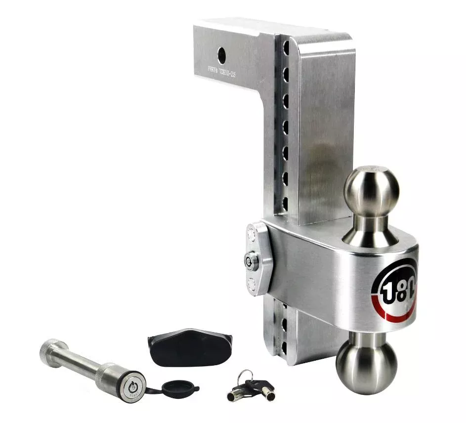 Weigh Safe 180 Hitch Adjustable 10" Drop Dual Ball Mount with Keyed Alike Key Lock and Hitch Pin for 2-1/2" Receivers• LTB10-2.5-KA