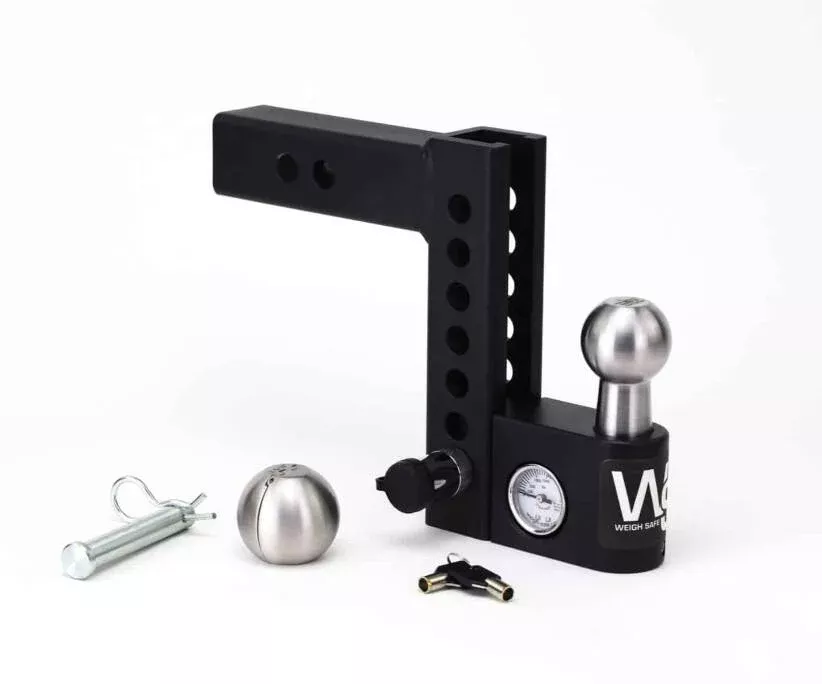 Weigh Safe 6″ Drop Adjustable Hitch, 2″ Shank, Built-in Scale, 2″ Stainless Steel Ball, 12,500 LBS GTW• AWS6-2