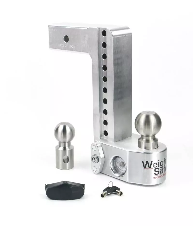 Weigh Safe Adjustable 10" Drop Aluminum with Stainless Steel Balls Ball Mount with Built-in Scale for 2-1/2" Receivers• WS10-2.5