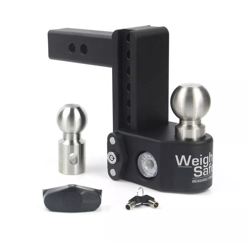 Weigh Safe Adjustable 6″ Drop Hitch with 2″ Shank, Built-In Scale, Black• SWS6-2