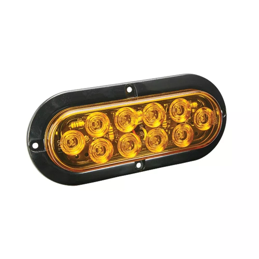 Wesbar LED Waterproof 6 Oval Surface Flange Mount Tail Light – Amber w/Black Flange Base