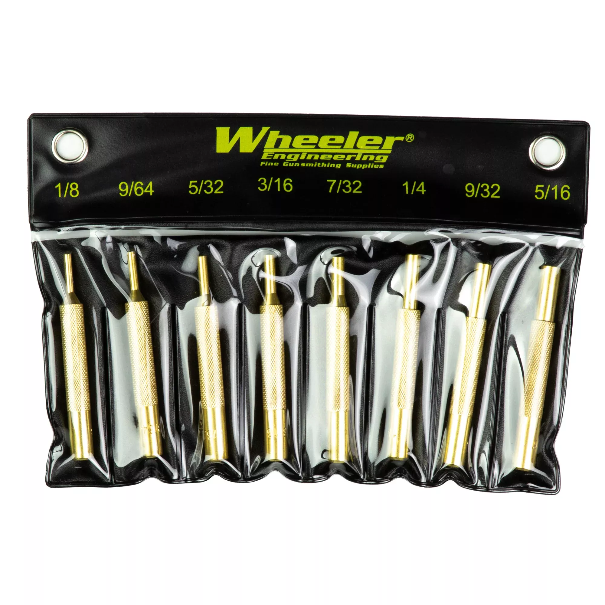 Wheeler Brass Punch Set, 8-Piece Gunsmithing Punch Kit with Roll-Up Storage Pouch – 780194