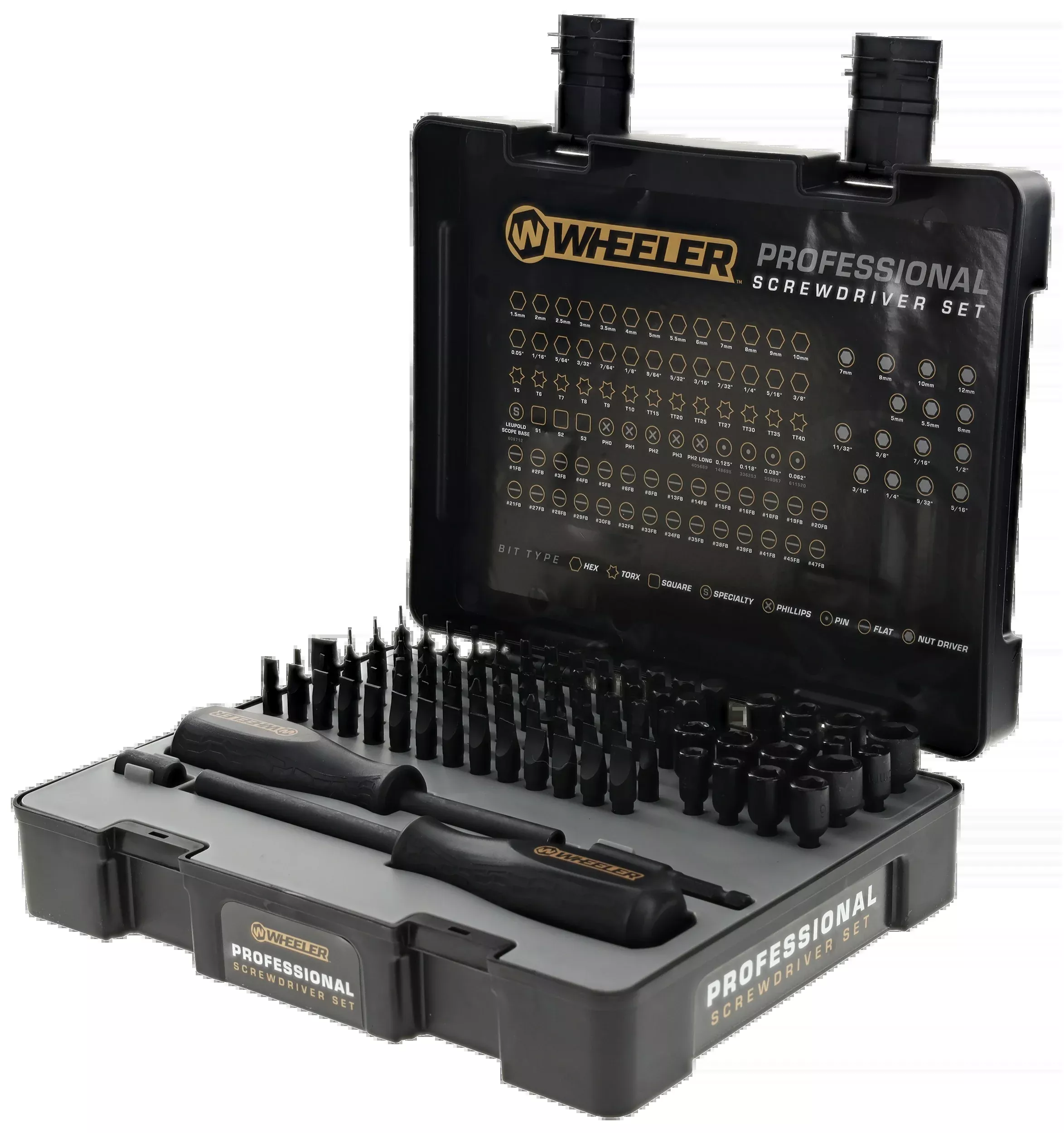 Wheeler Professional Screwdriver Set, 100-Piece with Black Phosphate Bits and Drivers, 4001003