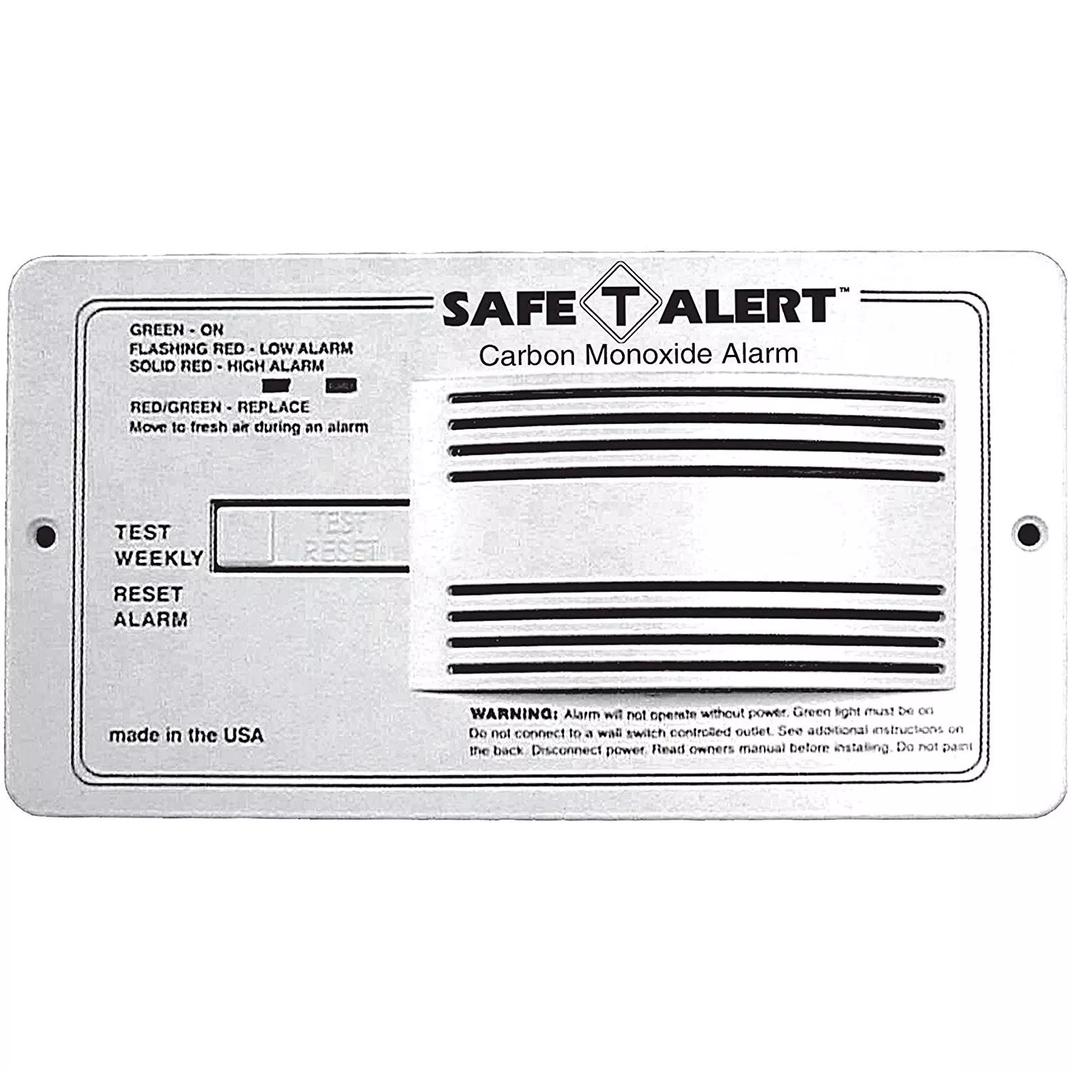 White Carbon Monoxide Alarm Flush Mount