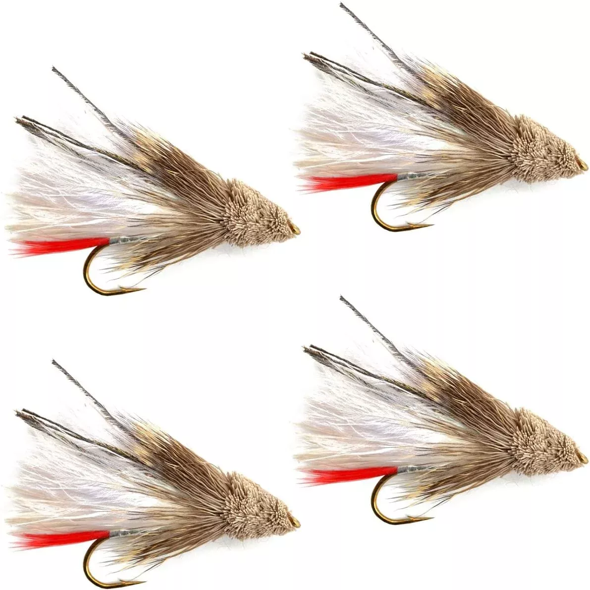 White Marabou Muddler Minnow Streamer Flies – 4 Fly Fishing Flies – Hook Size 8