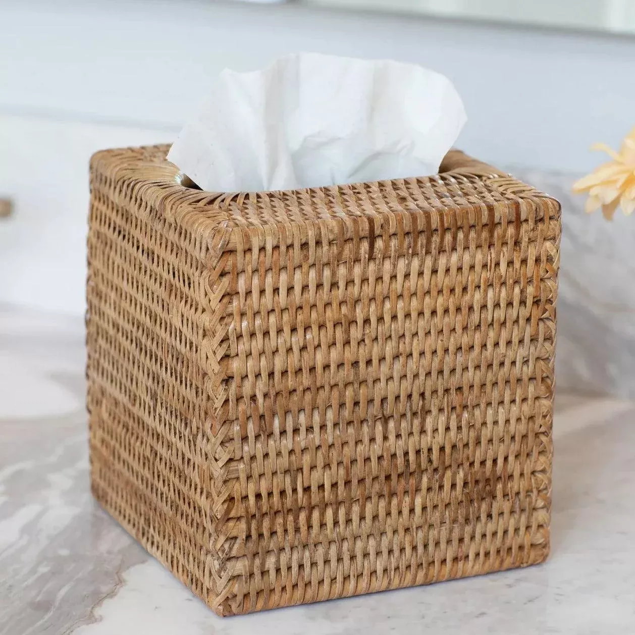 Wicker Column Tissue Box