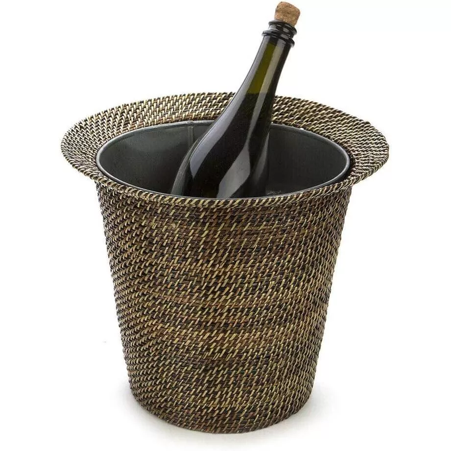 Wicker Wine & Champagne Holder with Galvanized Bucket