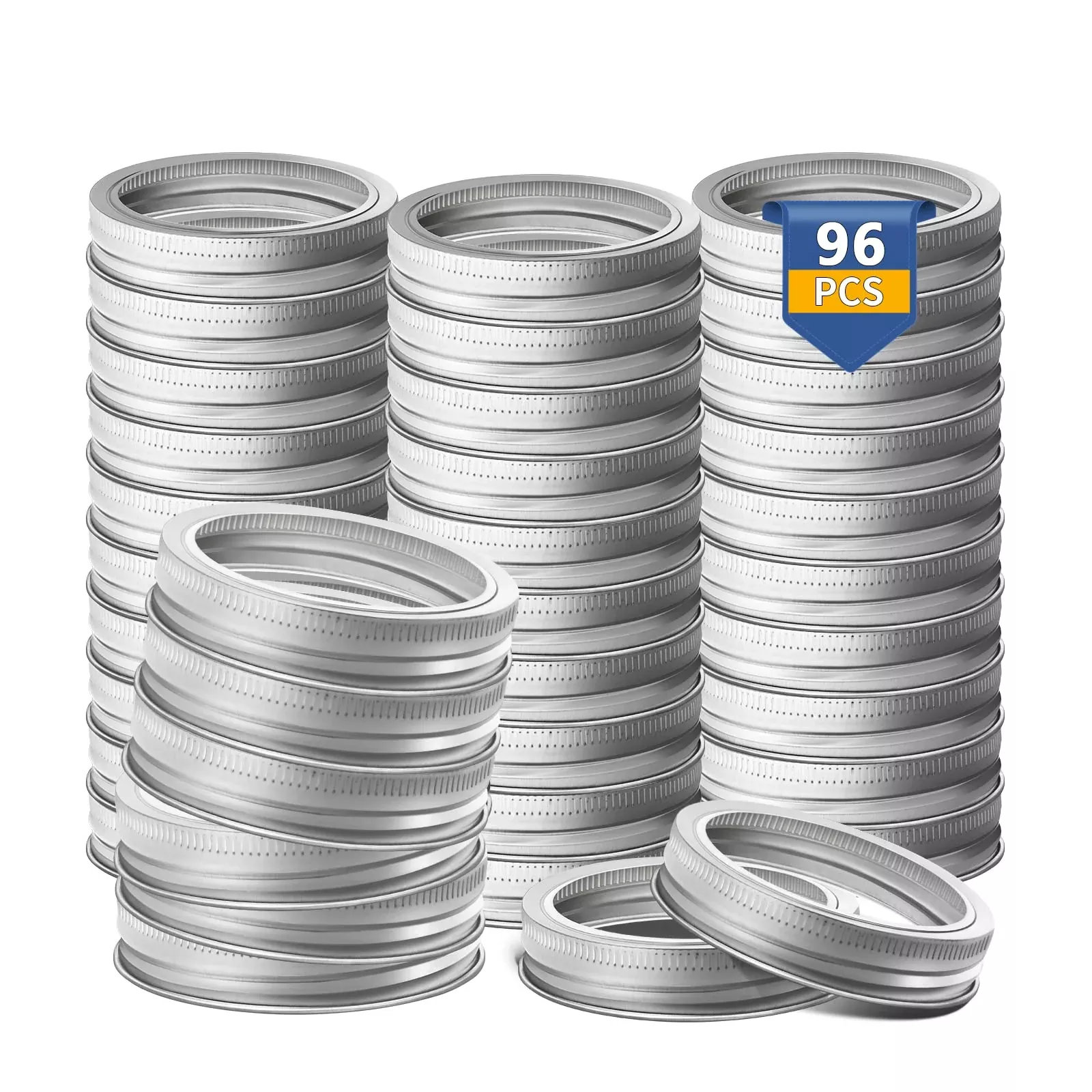 Wide-Mouth 86mm Canning Rings for Glass Mason Jars- 96 Pack