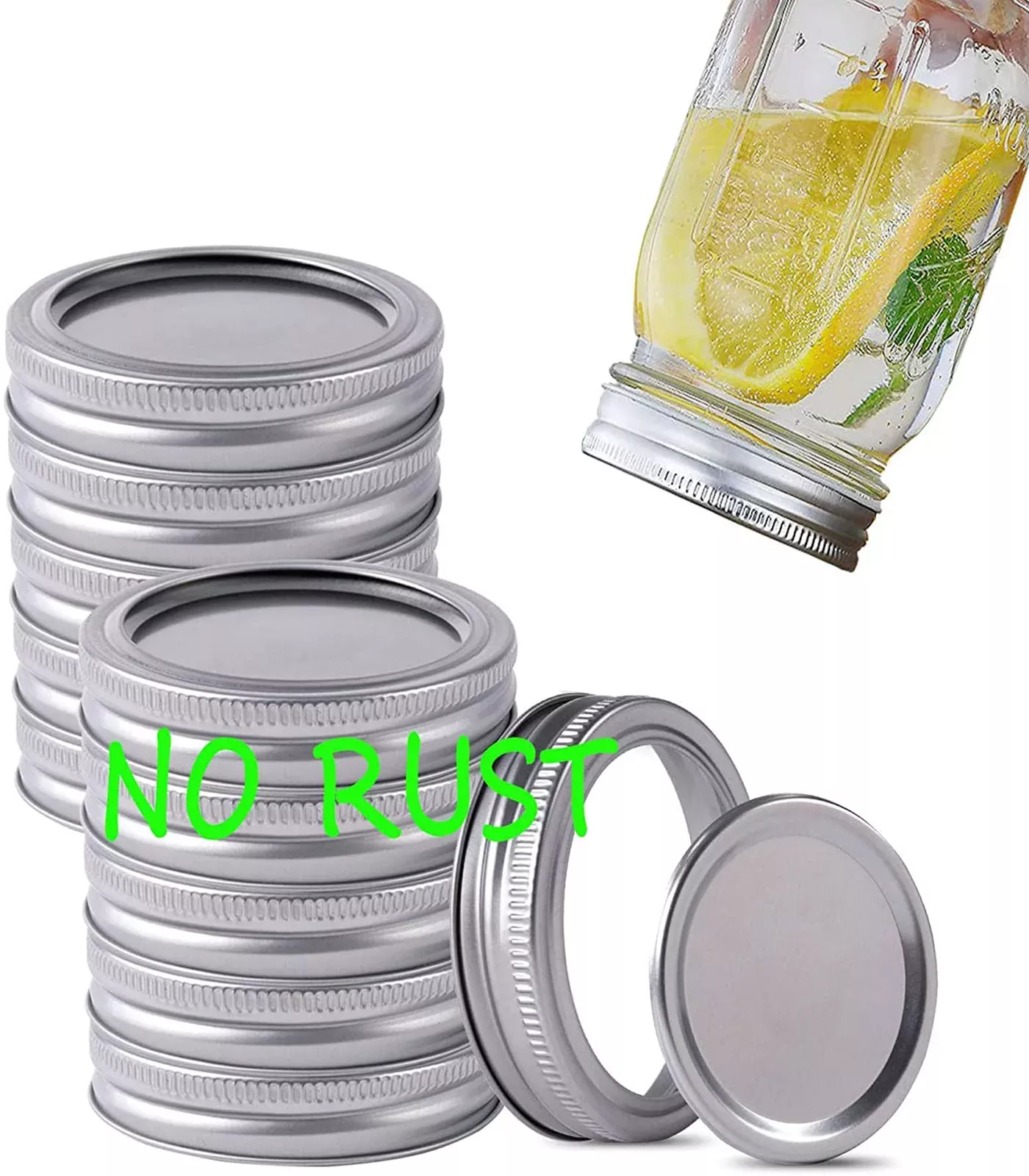 Wide-Mouth Canning Rings & Lids for Glass Jars - 12 Pack