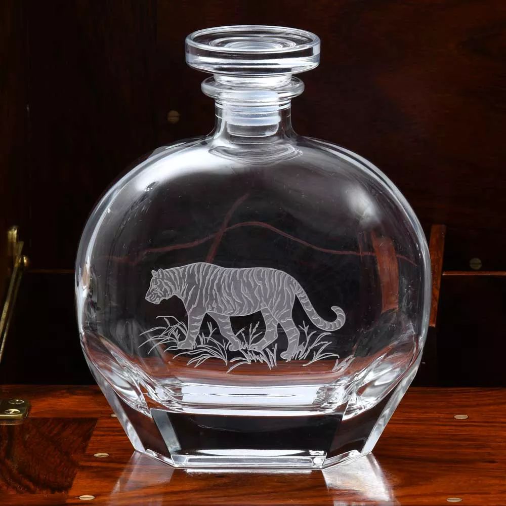 Wildlife Round Crystal Decanter
