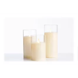 Will's Company LED Candles in Clear Glass Cylinders - Set/3
