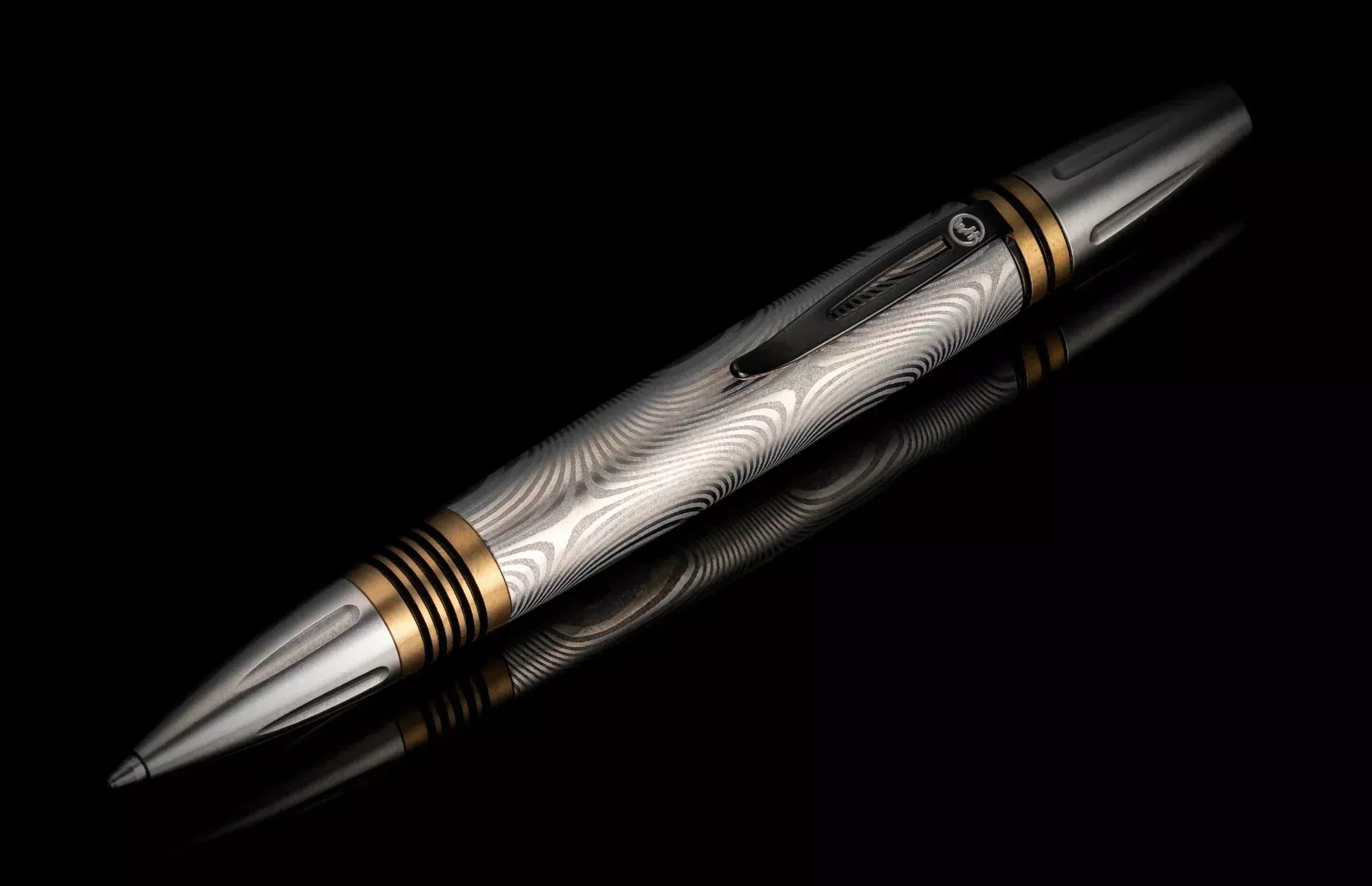 William Henry Caribe 16 Stainless Damascus Ballpoint Pen