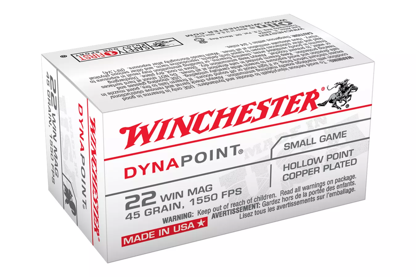 Winchester  22 WMR 45 gr DynaPoint Copper Plated Hollow Point 50/Box