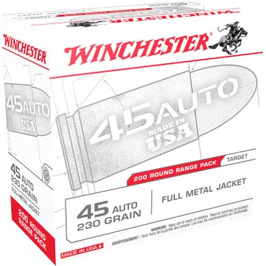 Winchester USA45W 45ACP 230 GR FMJ 200 Rounds