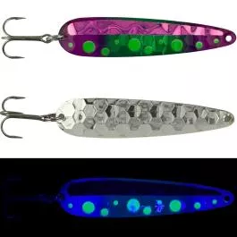 Wolverine Tackle Silver Streak Standard Spoon - 4" - UV Whale Frog