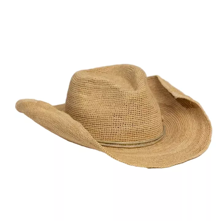 Women's Raffia Crochet Cowboy Hat