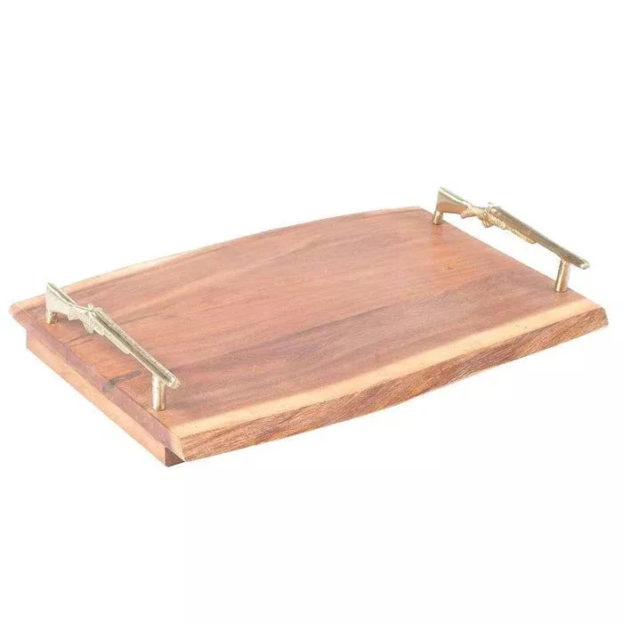 Wood Tray with Shotgun Handles