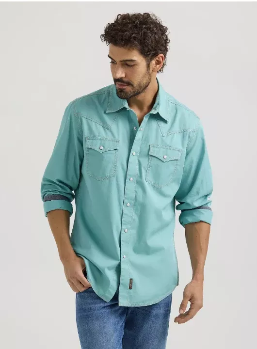 Wrangler Men’s Retro Premium Western Snap Solid Shirt