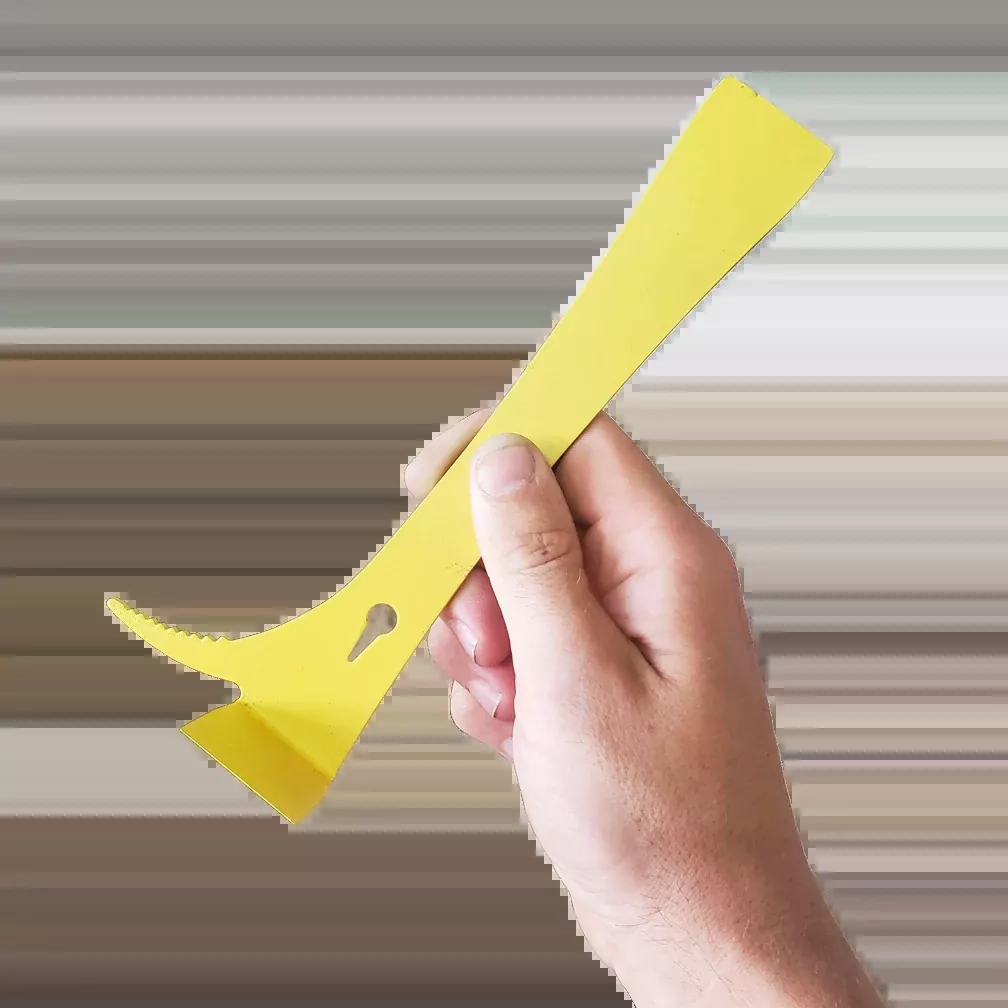 Yellow Hive Tool with Curved Hook