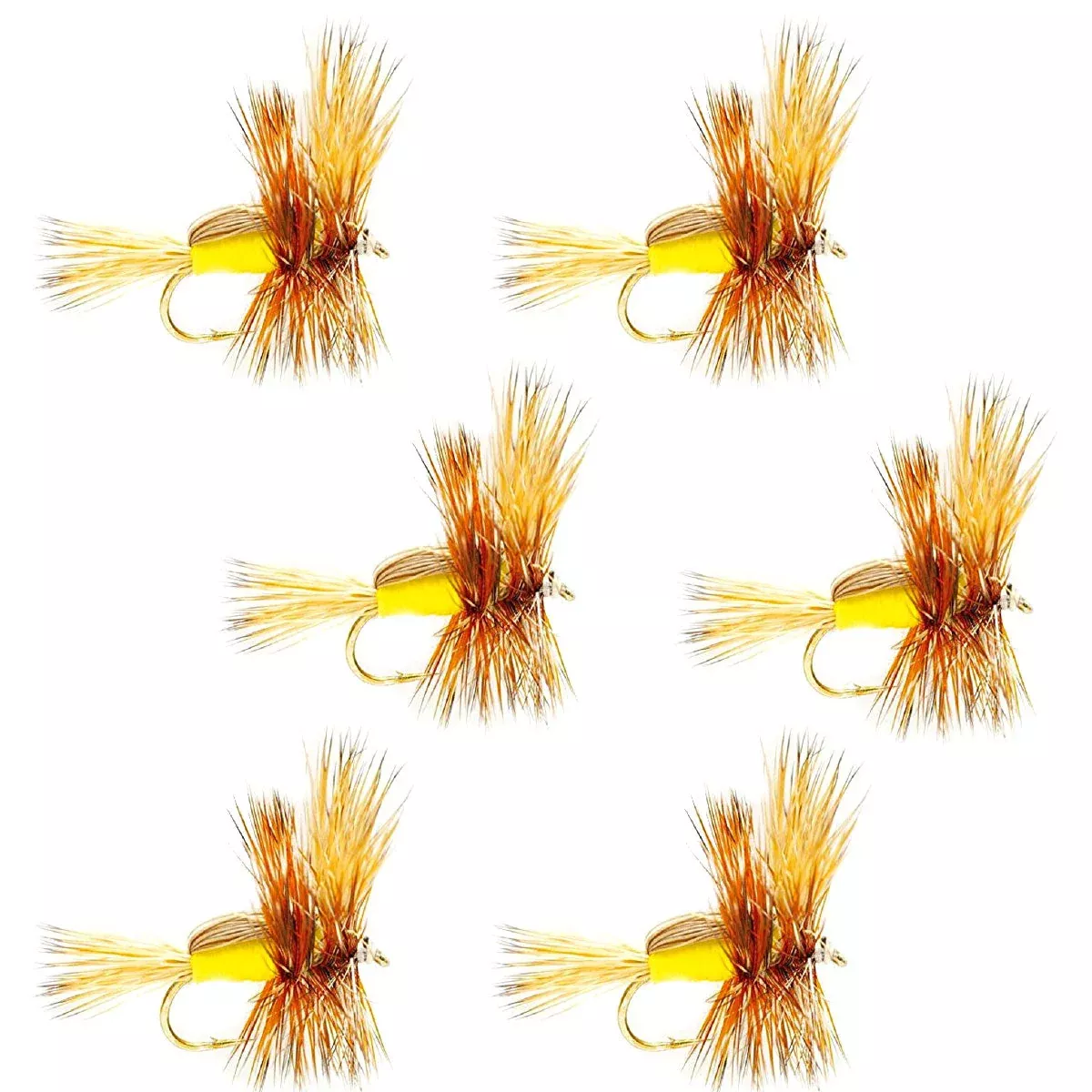 Yellow Humpy Classic Hair Wing Dry Fly – 6 Flies Hook Size 12